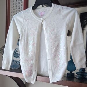 Laura Ashley White Sequin Cardigan